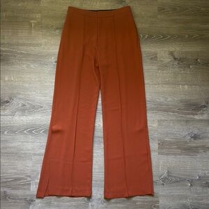 ZEUS + DIONE Orange High Rise Wide Leg Flared Split Hem Argos Trousers NWT